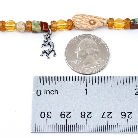 Vintage Sterling Silver 925 Carved Bead Charm Bracelet 7.25” - Picture 3 of 7